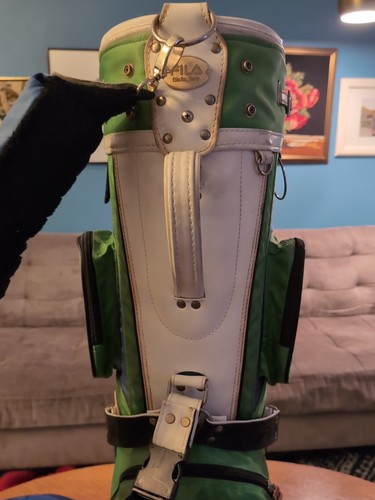 Vintage Fila 90s Golf Bag 6-Way Divider Zip Pockets Rain Cover Carry Caddy Italy - Picture 7 of 22