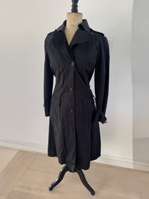 Max Mara Trench Coat (Wkend) Black Water Resistant Summer Cotton Vintage Size 12