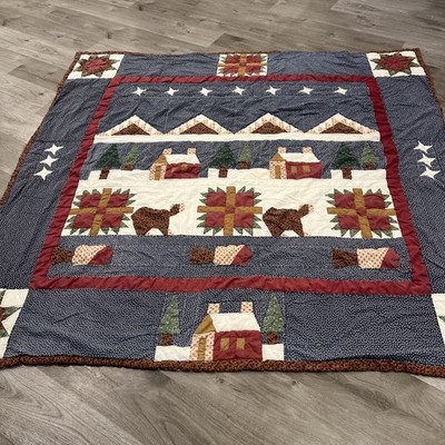 Quilt Queen 80  x80   Holiday Winter Design With Brown Nuances