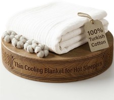 55x79 Inch 100 Percent Turkish Cotton Muslin Cooling Summer Blanket White
