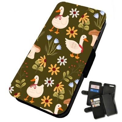 Bedruckte Gummi Flip Handyhülle iPhone - Gänse Muster - süßes Geschenk dumme Gans