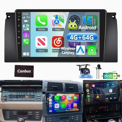DAB+ Android 15 Autoradio GPS Für BMW E53 X5 E39 WIFI NAVI BT Apple CarPlay 64G