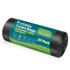 Portable Toilet Bags - 25 Count Biodegradable Toilet Waste Bags 8 Gallon Port...