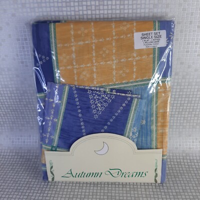 Vintage Einzelbettlaken Set Neu aus altem Lagerbestand Flach & Spannbettlaken Kissenbezug Polycotton 