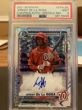 2021 Bowman Jeremy De La Rosa 1st Speckle Refractor Auto /299 PSA 9. CPA-JDL SP