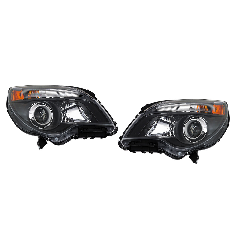 For Chevy Equinox 11-15 Headlights Assembly Clear Halogen Black