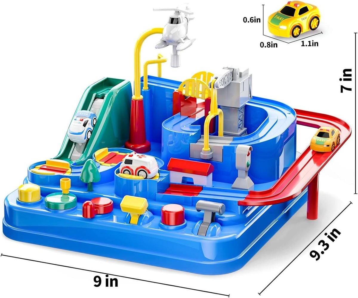TEMI Kids Race Track Toys with 3 Mini Cars - Puzzle Rail Car