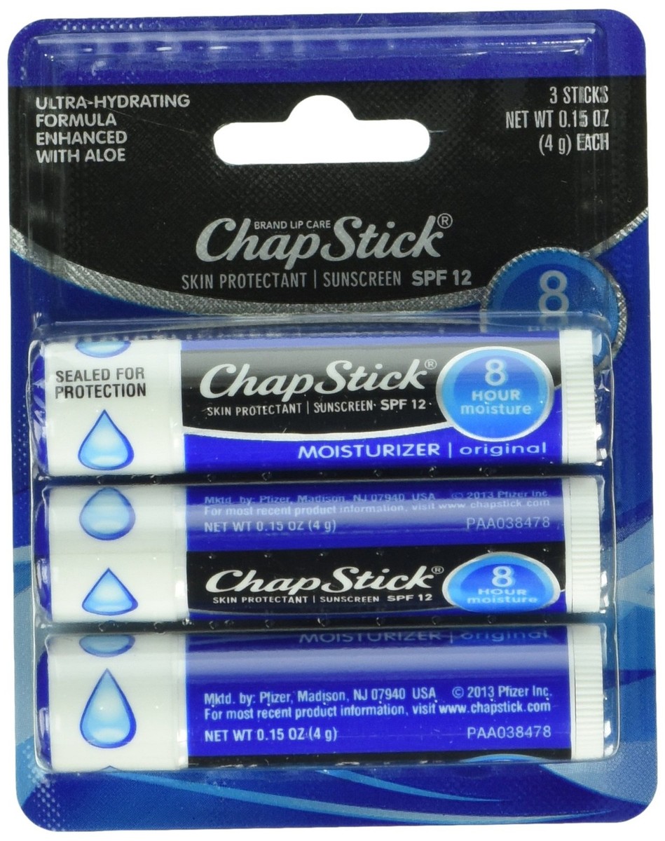 New Chapstick Lip Moisturizer 3 Pack - 8 Hour Moisture Protection