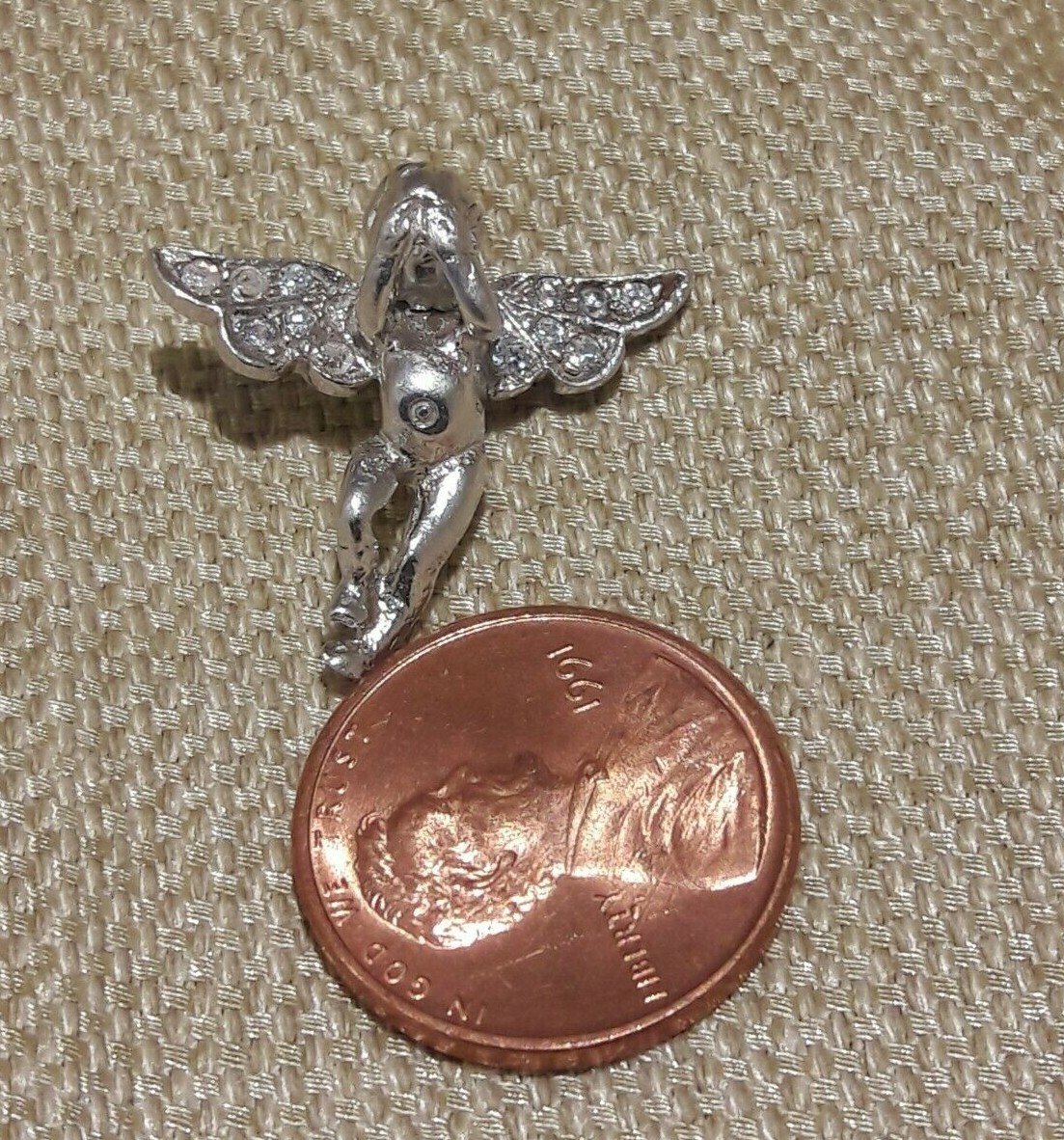 SOLID 925 Sterling Silver Angel Pendant Charm wit… - image 3