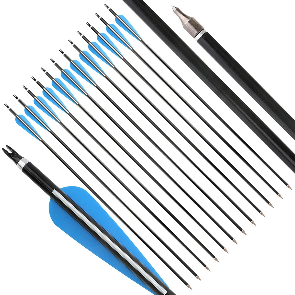 30" Archery Aluminum Arrows Quiver SP300 Compound Recurve Bow Hunting Target - Image 3 of 4