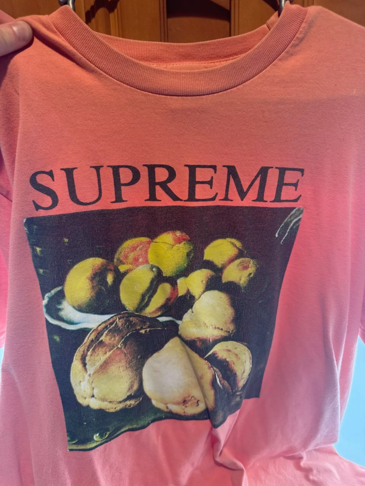 T shirt Supreme Still Life Peaches terre cuite rose orange grand PARFAIT ÉTAT