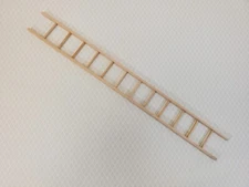 Dollhouse 13" Straight Ladder Tall Wood Unpainted 12 Rungs