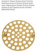 Artiwell4"Shower Strainer Drain Trim Set,Solid Brass Screw-in Shower Strainer645