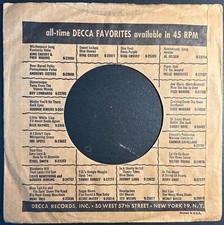 Decca All Time Fave 45rpm commercial/company sleeves: Lot of 4