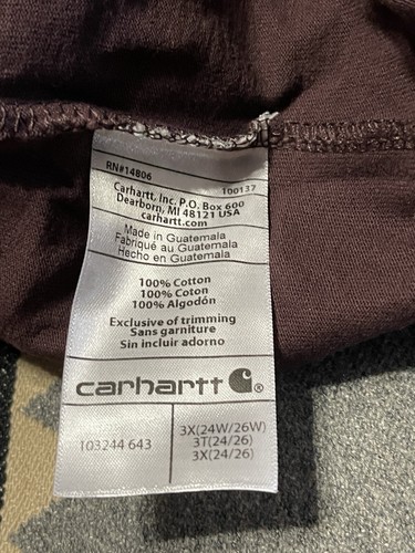 Carhartt T Shirt Women’s 3X 24W Original Fit Maroon Pocket 103244-331 NWT T24 - Picture 6 of 8