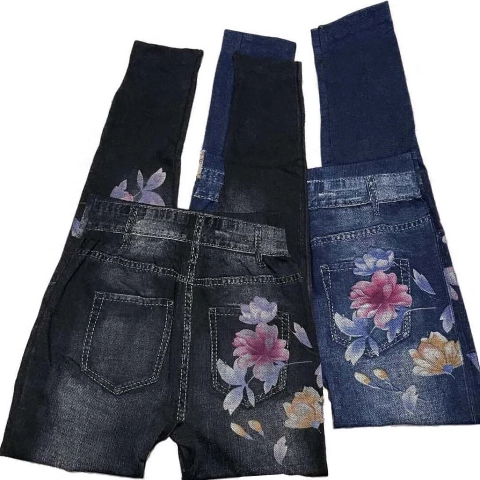 BRAND NEW 2-Pack ONE SIZE (XS-L) Blue & Black Jean Leggings - Image 3 of 3