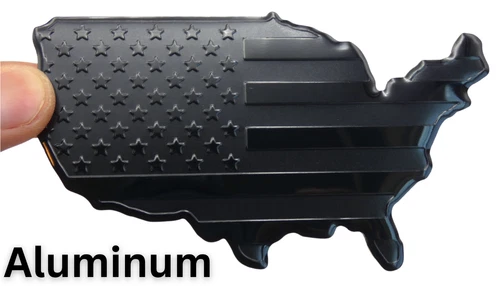 ALUMINUM American Flag Decal Sticker Car, Motorcycle, Patriotic US Country Black