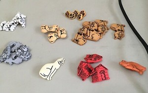 Vintage dog, cat, fish plastic themed buttons 