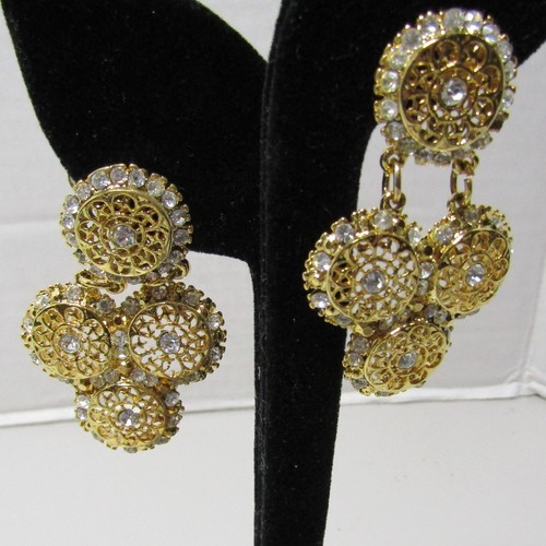 2 Paar Vintage goldfarbene Ohrclips Ohrhänger Stil mutiger Look! - Bild 4 von 4