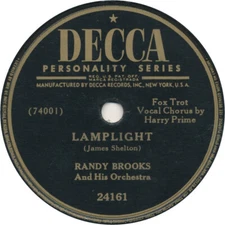 Randy Brooks And His Orchestra - Lamplight / Tenderly 1947 Shellac, 10" Decca 24
