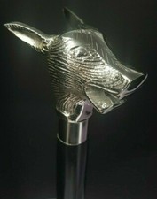 Antique Brass Head Handle Vintage Black Wooden Walking Stick Cane Handmade Gift