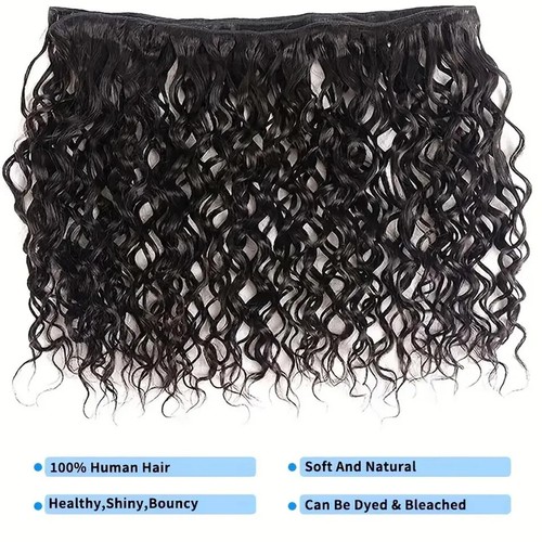 Curly Human Hair Bundles Wave for Women Weave 3 Bundles Closure Natural Color - Picture 8 of 21