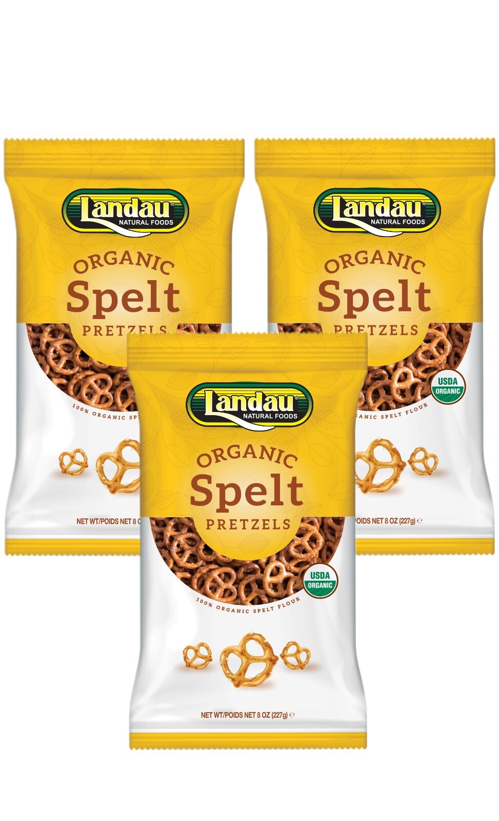 Landau Organic Spelt Pretzels Salted, Healthy Snacks, Kosher, 8 oz