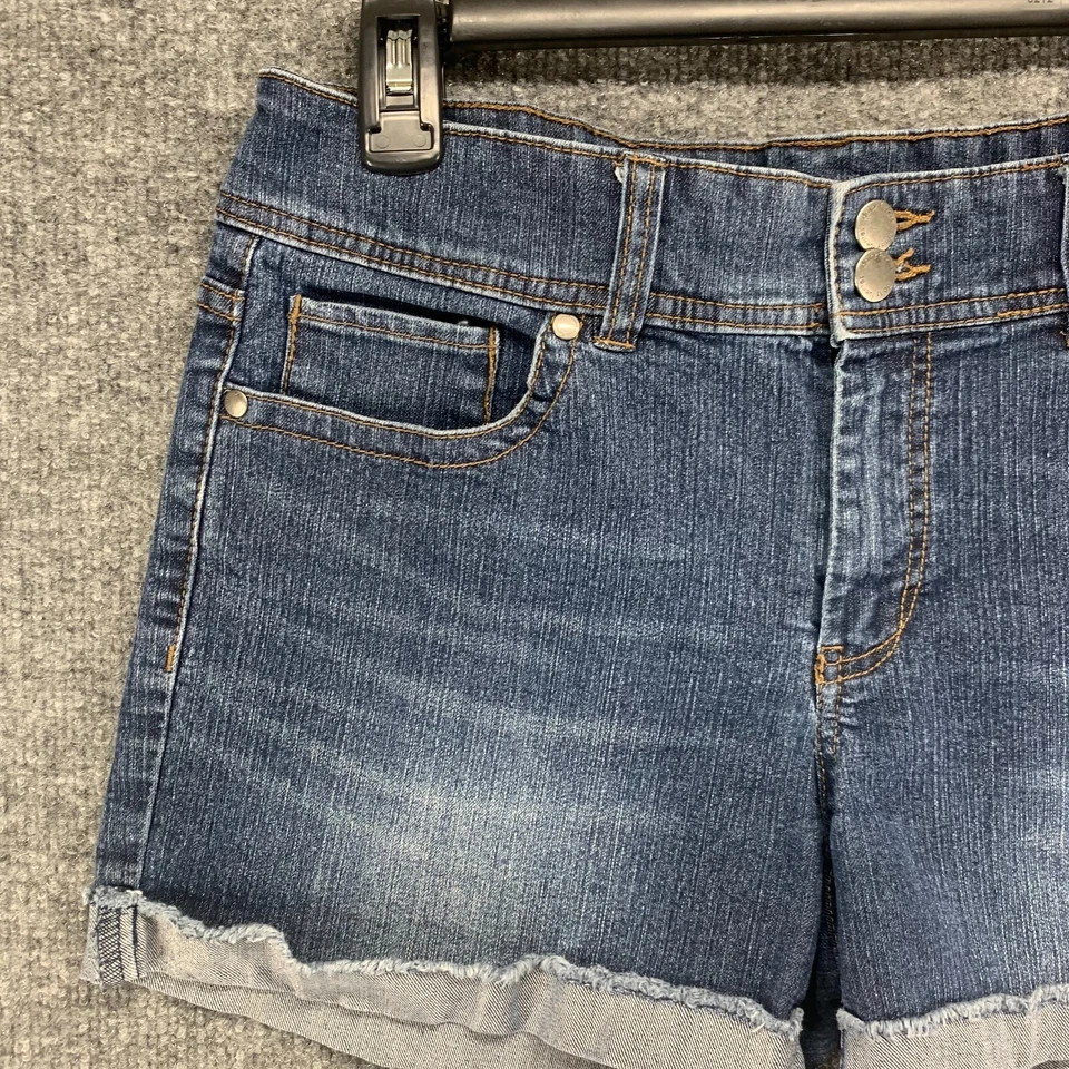 Pantalones Cortos Daisy Fuentes Para Mujer 8 Azul Jean Denim Puños Tiro Medio Elastizados Bolsillo 30 Foto 4 de 4