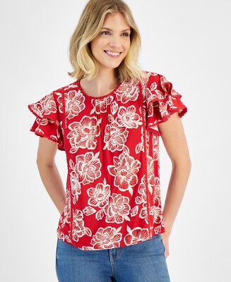 Nautica Jeans Womens Batik Rose Flutter-Sle Samba Multi