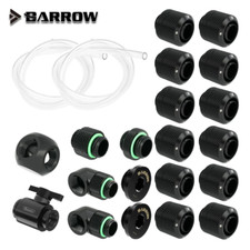 Barrow 3/8" ID, 1/2" OD 10/13mm Compression Fitting Valve Tube 22Pcs Set Black