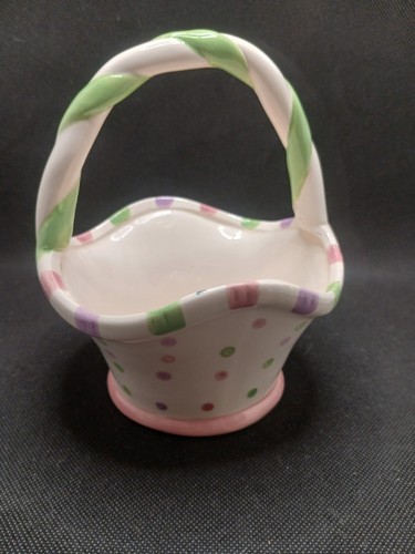Ceramic Easter Basket With Handle With Psalms 119:64 Scriptures - Picture 2 of 5