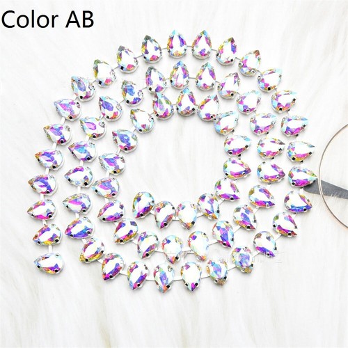 1M Crystal Rhinestone Chain 10X14mm Diamante Bead Trim DIY Jewelry Ornament Art - Picture 20 of 21