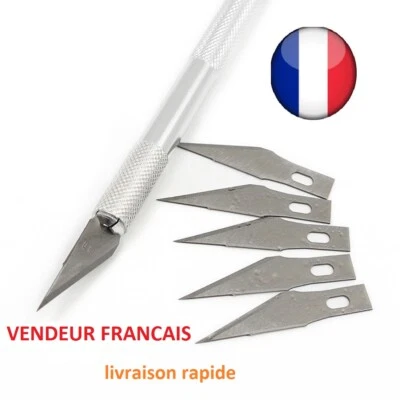 Cutter scalpel de précision gravure sculture aluminium avec 1+5 lames rechange