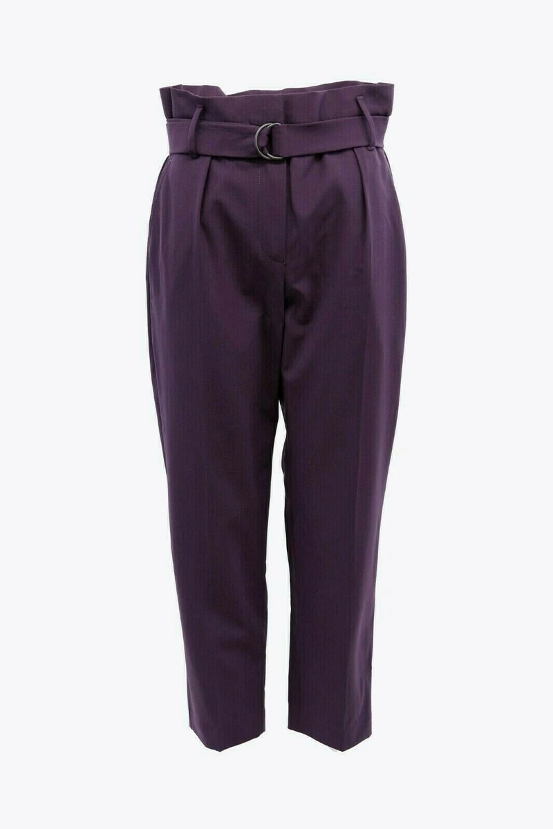 Pantalon Brunello Cucinelli Femme 100% Laine Vierge - Taille 40/4US, Couleur Taupe, Neuf Avec étiquettes