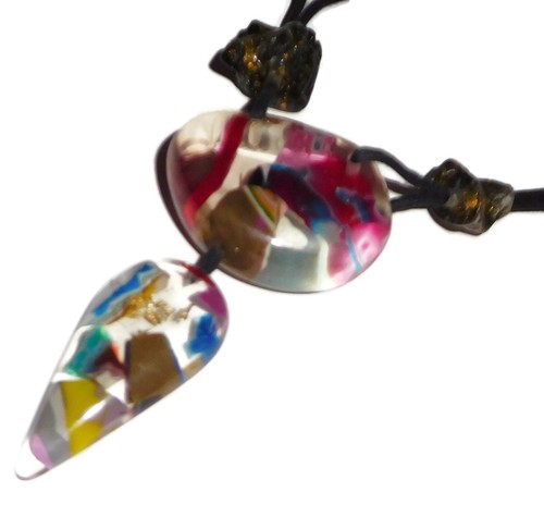 Sobral Vulcano Mentha Colorful Inclusion Large Artist Made Pendant Necklace - Picture 6 of 8