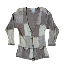 Carducci Vintage Button Cardigan Sweater M Silk/Acrylic/Angora/Nylon Brown/Tan