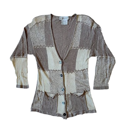 Carducci Vintage Button Cardigan Sweater M Silk/Acrylic/Angora/Nylon Brown/Tan