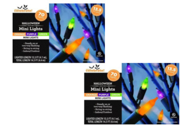 Celebrate 70 Ct Halloween Orange Green Purple Mini String Lights 13.5 FT LOT 2