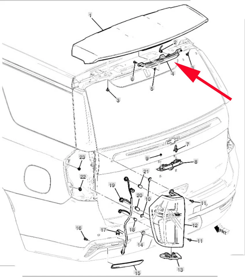 84229731 Center High Mount Stop Light Black Smoke Escalade Suburban Tahoe Yukon - Image 2 of 4