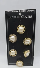 Button Covers Pack of 6 White & Gold Color Accessory Design Group Vintage 