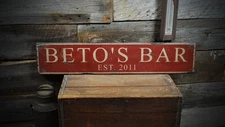 Personalized Bar Established Date Sign - Rustic Hand Made Wooden