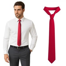 Solid Color Ties for Men, Mens Ties, Adjustable Mens Tie, Necktie for Red