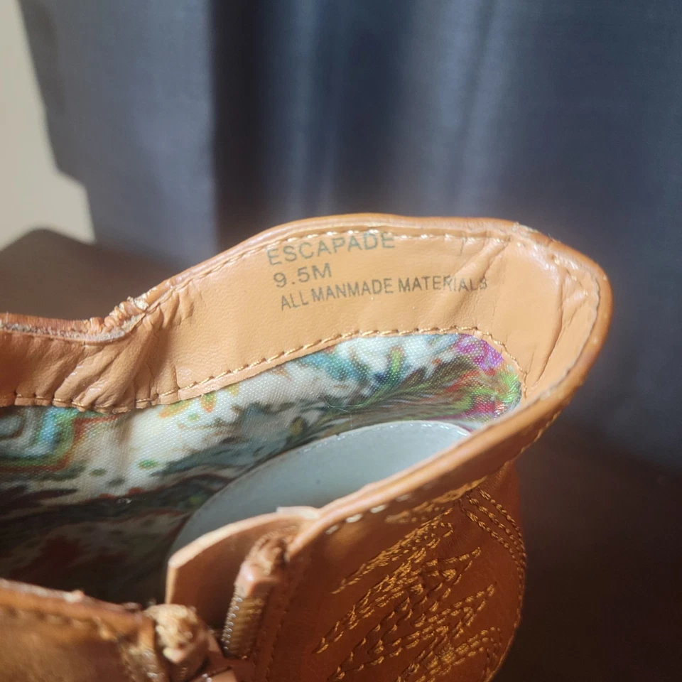 Miranda Lambert Peeptoe, Botas de Vaquero de Tacón, Talla 9. 5, coñac Foto 4 de 4