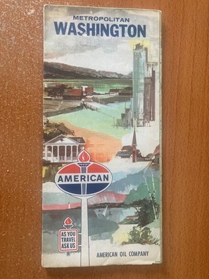 Vtg American Oil Company Amoco Dealer Gas Station Map Metropolitan Washington DC