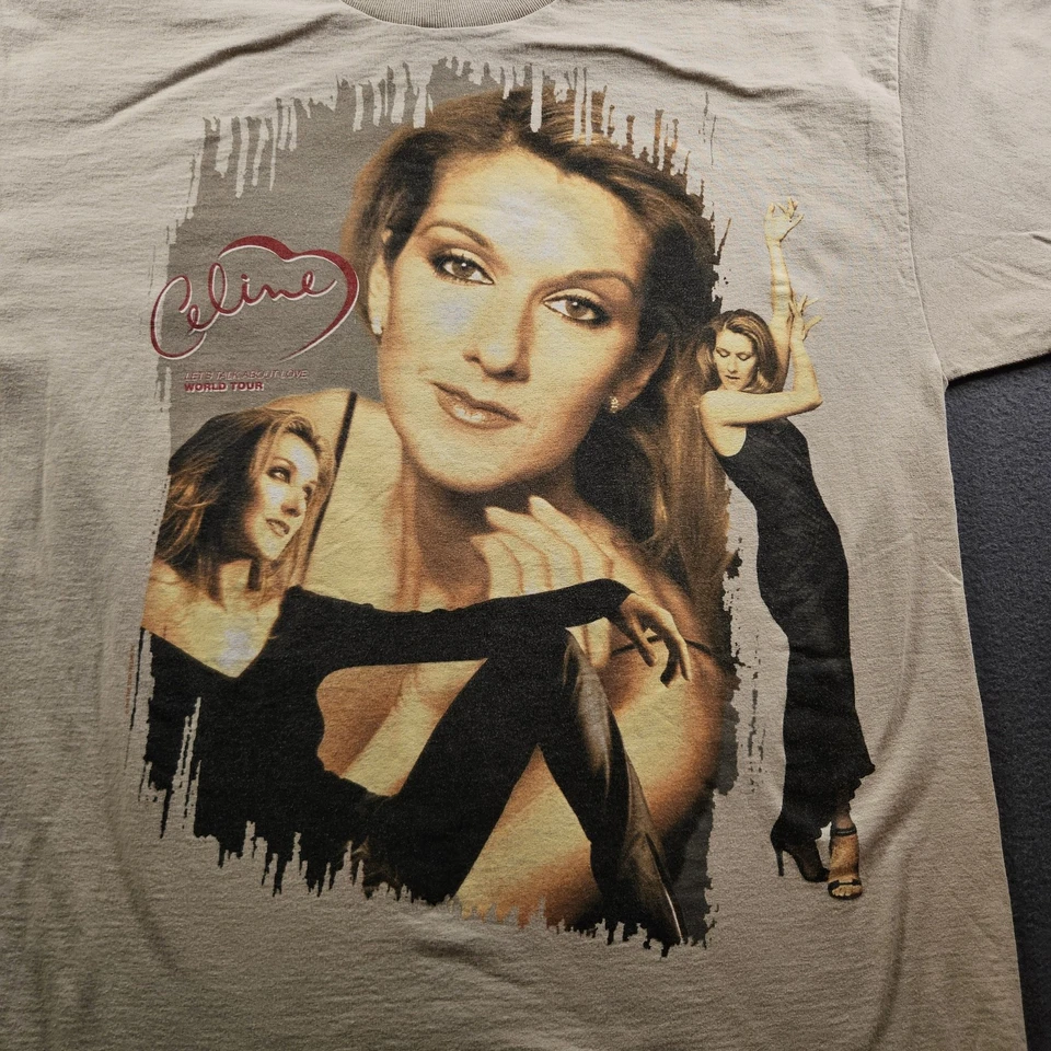 Camisa De Colección Celine Dion Para Hombres XL Tostada 1996 Camiseta de Concierto Falling Into You Tour Años 90 Foto 2 de 4