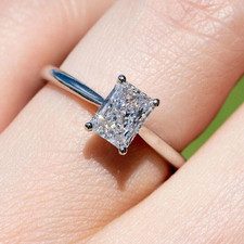 2 Carat Radiant Cut Moissanite Solitaire Engagement Ring Solid 14K White Gold