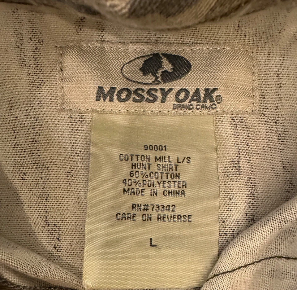 Vtg Mossy Oak Bottomland Camo Shirt Mens Large Button Up Long Sleeve Hunting - Image 3 of 4