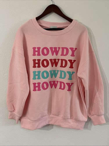 Katydid "Howdy Howdy Howdy Howdy" Oversized Sweatshirt Size Medium Pink
