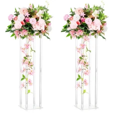 Inweder Acrylic Vases Centerpieces for Tables: 2 Pcs Clear Wedding Flower Sta...