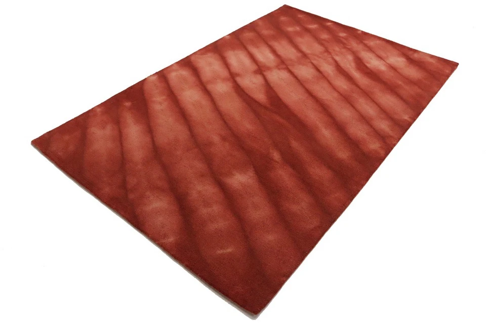 Alfombra moderna granate roja estilo tie-dye 5X8 acolchada a mano alfombra decoración de lana para habitación de niños Foto 3 de 4